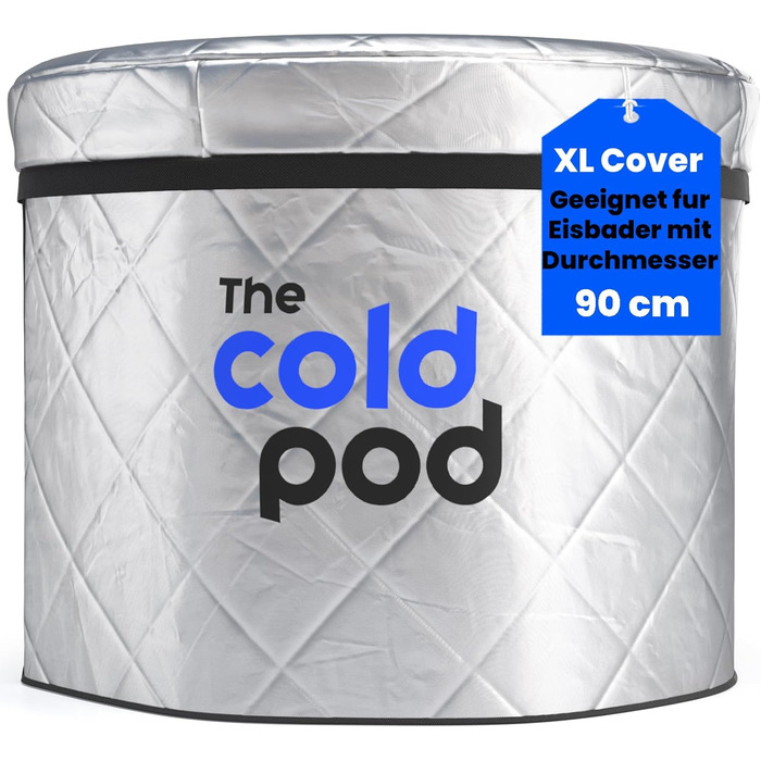 Кришка для крижаної ванни Cold Pod 320L: ізольована, срібна, з відбивачем UV-тепла, водонепроникна, з блискавкою, захист від погодних умов (90 см, кругла)