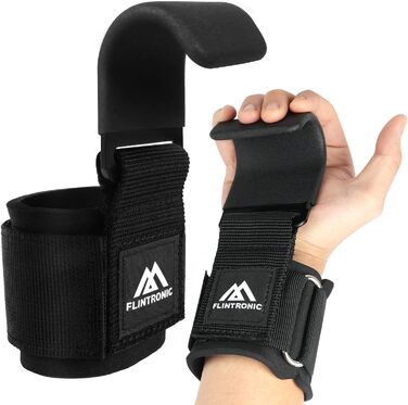 Напульсники для силових тренувань Flintronic Power Zughilfen, шкіряні напульсники для бодібілдингу, 8 мм неопренова підкладка та бавовна, 2 шт. (широка підкладка 6.7 см)