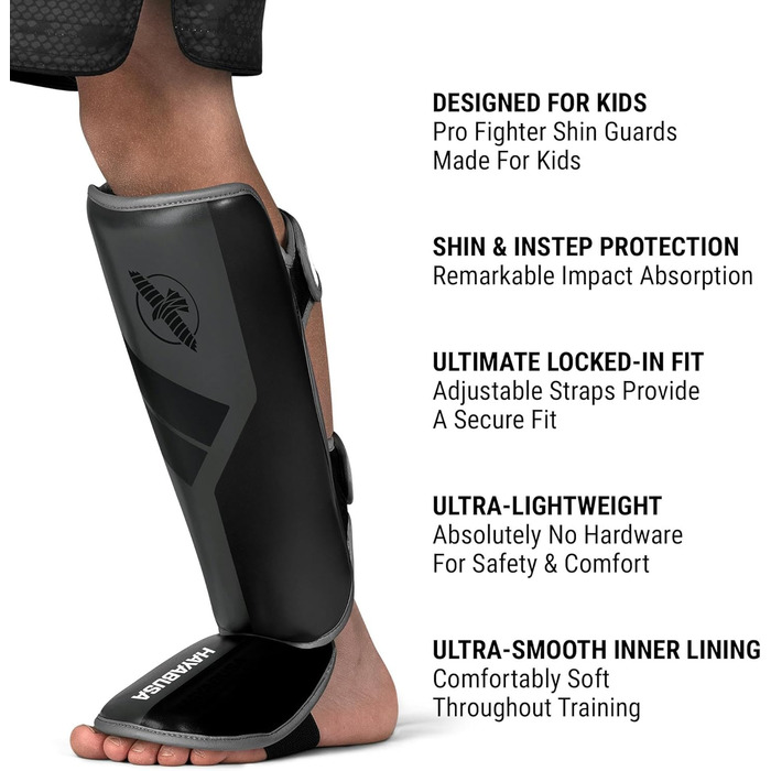 Захисники ніг Hayabusa S4 для Муай Тай, MMA, Кікбоксинг, бойові мистецтва, розмір S/M, темно-сірий