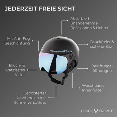 Гірськолижний шолом Black Crevice Saalbach з візором, у стилі пілота, для чоловіків та жінок, біло-чорний, регульований розмір 54-57 см, з додатковим візором, для лиж та сноуборду