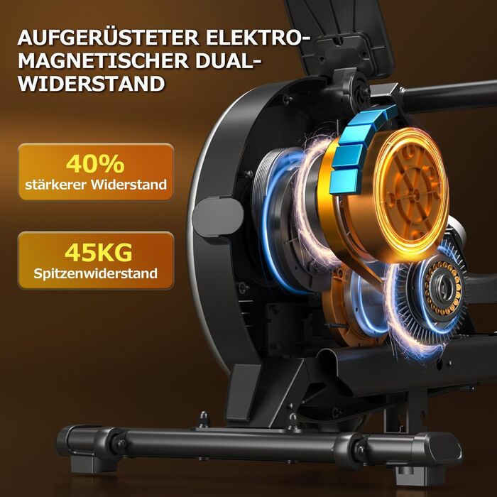 DMASUN Ручний тренажер для дому з магнітним опором, подвійними направляючими, підключенням до APP, 16 рівнів опору, LCD-дисплеєм, для кардіотренувань, до 160 кг, 32-рівнева електрична настройка (мережевий адаптер), дизайн під дерево