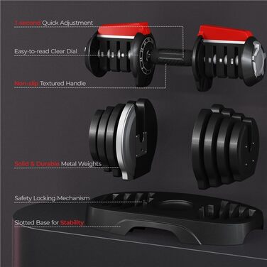 Регульована штанга Yaheetech 12/16-в-1: короткі гантелі 1,5-18 кг / 3-24 кг / 2-40 кг. Швидке налаштування ваги. Гантелі для дому та фітнес-залу. Регульована - 12,5 кг (одиничний екземпляр)