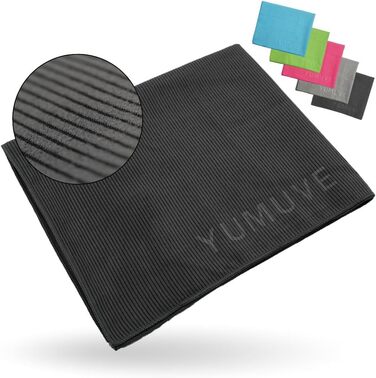 Рушник для фітнесу YUMUVE 125x50 см – спортивний рушник з покриттям для обладнання – неслизький & швидковисихаючий – мікрофібра, рифлена тканина – ідеально для спортзалу, тренажерного залу, йоги, тренувань – 5 кольорів (антрацит)