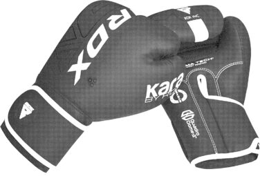 Дитячі боксерські рукавички RDX KARA 6oz для муай-тай, кікбоксингу, спарингу, MMA, з екошкіри Maya Hide, чорні/білі