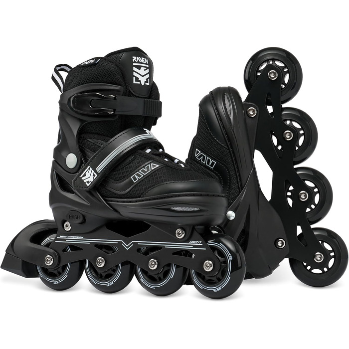 Інлайнери роликові ковзани RAVEN 2в1 для дітей та дорослих, регульовані 38-42 (25-27,5 см), Drill Black без клинка