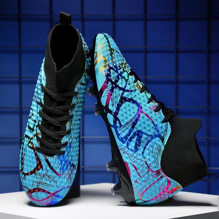 Футбольні бутси Graffiti AG Nocken: високі, для штучного поля, чоловічі/жіночі. Унікальний дизайн, висока зчеплення та комфорт для змагань (Mondlicht T, 44 EU)