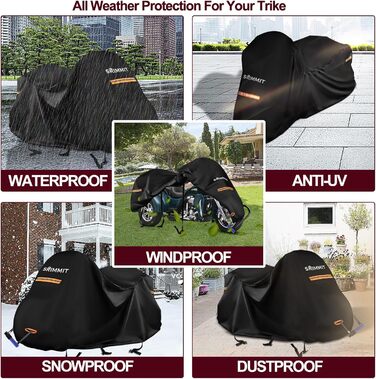 Водонепроникний чохол для триколісного мотоцикла Trike-274x149x149 см, 420D Oxford