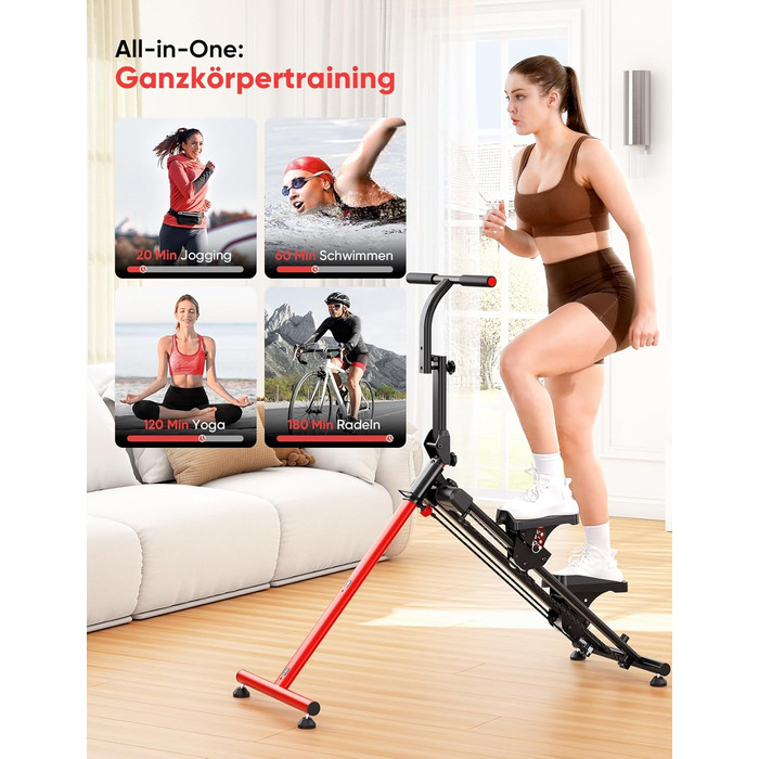 Сходи-степер YOLEO з регульованим опором для дому, складаний, 3 режими тренування, компактний кардіо-тренажер, великі платформи, 90% зібраний, з ручкою