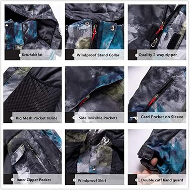 Чоловічий комплект для катання на лижах: куртка та штани, водонепроникний сніговий костюм, вітрозахисний, для сноубордингу та лижного спорту, зимовий, колір: кобальтово-синій, розмір S