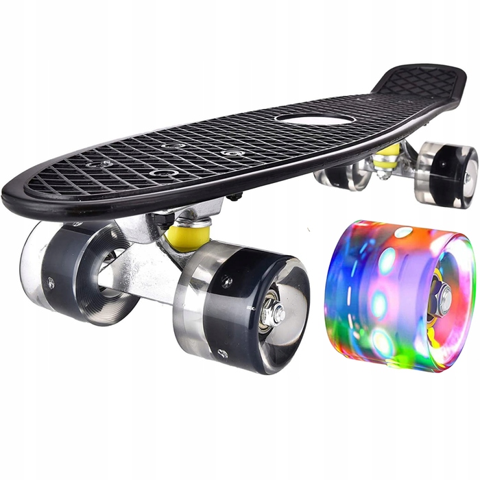 Скейтборд Aurora Classic (56 см x 14,5 см, 60 мм), багатоколірний, з LED-підсвіткою