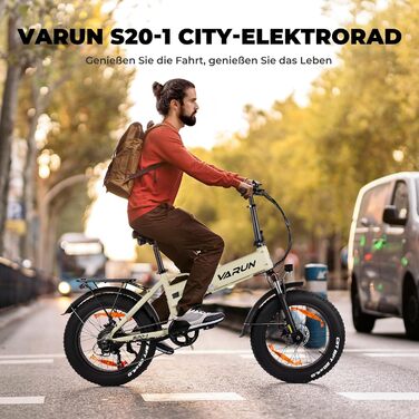 Електровелосипед VARUN складаний 20 дюймів, 48V 13Ah Li-Ion, до 120 км, 7-ступінчаста трансмісія, LCD-дисплей, жирні антиковзкі шини 20*4.0