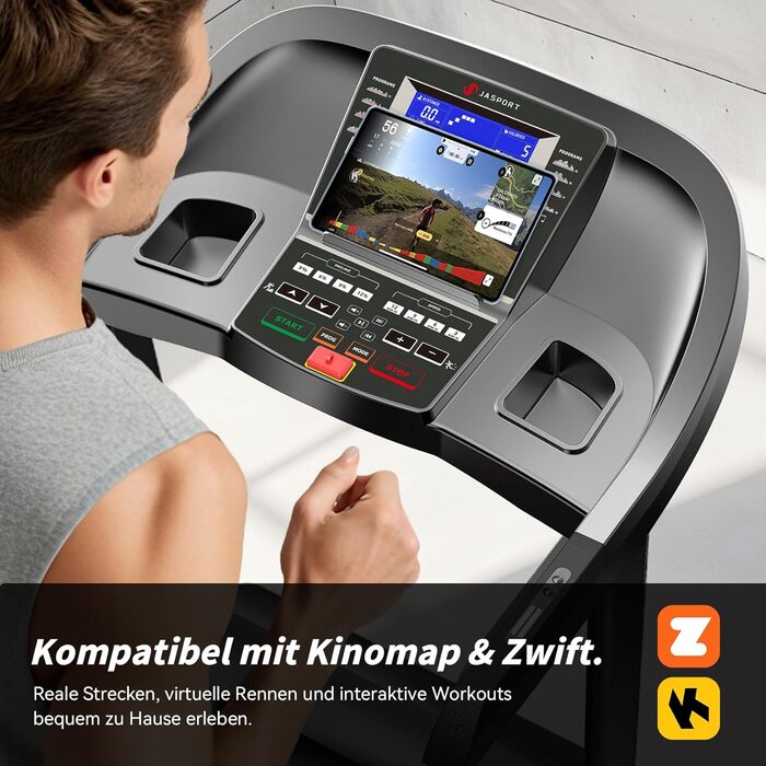 Бігова доріжка L3 для дому, складаний, з тихою амортизацією, Bluetooth, сумісний з Kinomap та Zwift, потужність 4PS, швидкість до 20 км/год, кут нахилу 18%, розмір бігового полотна 1340x480 мм, вантажопідйомність до 120 кг