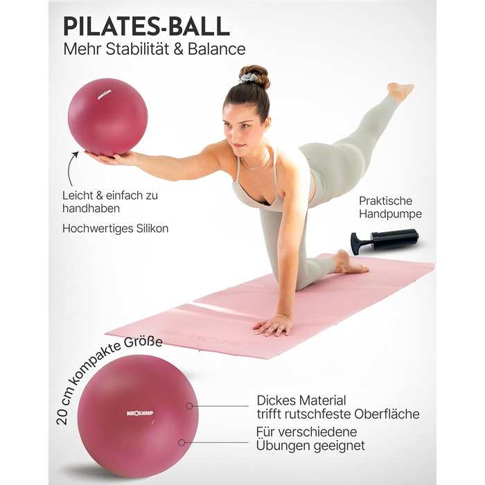 Набір для пілатесу Neolymp для дому: м'яч, кільце, гантелі, стрічки, E-book - повний комплект аксесуарів для пілатесу