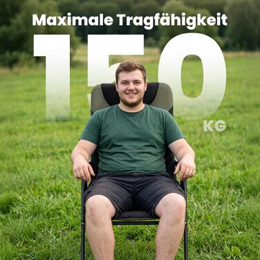Кемпінгове крісло Homecall для саду та риболовлі, складаний шезлонг з підголівником та 5 рівнями регулювання спинки, зелене