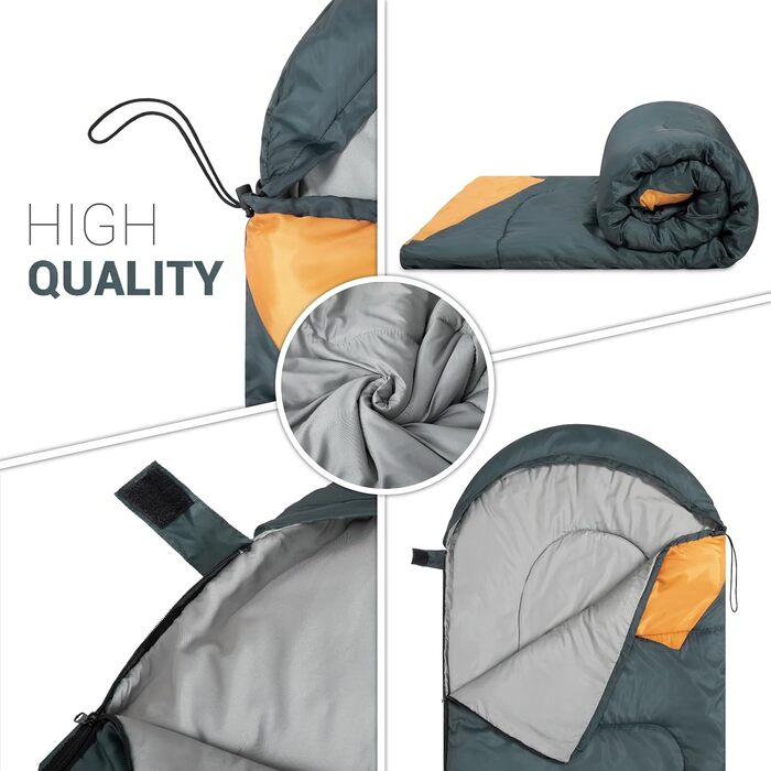 Спальний мішок Paco Home для дорослих та дітей: комфортний, дихаючий, для кемпінгу та подорожей (220x70x6 см, Антрацит)