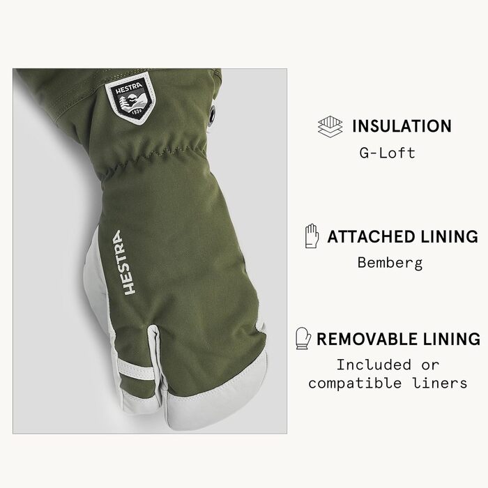 Рукавиці Hestra Army Leather Heli Ski для холодної погоди, оливкові, розмір 9