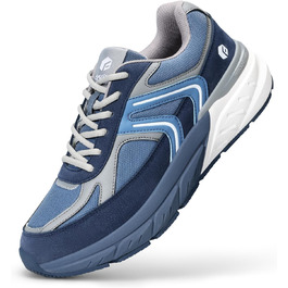 Кросівки FitVille для чоловіків з широкою стопою. Полегка амортизація, дихаючі матеріали, для бігу та занять спортом на відкритому повітрі. Розмір 40 EU, колір: темно-синій з сірим.