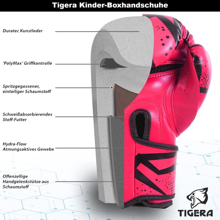 Дитячі боксерські рукавички Tigera для кікбоксингу, муай-тай, спарингів і тренувань, підходять для хлопчиків та дівчат, рукавички для боксерського мішка та єдиноборств