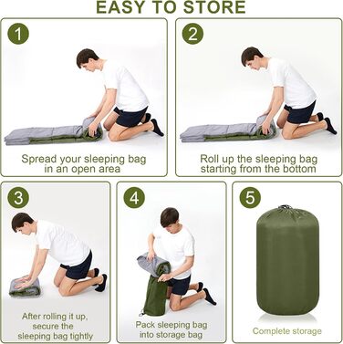 Спальний мішок Grüner, 220x85 см, водонепроникний, 3 сезони, 1.6 кг, для внутрішнього та зовнішнього використання