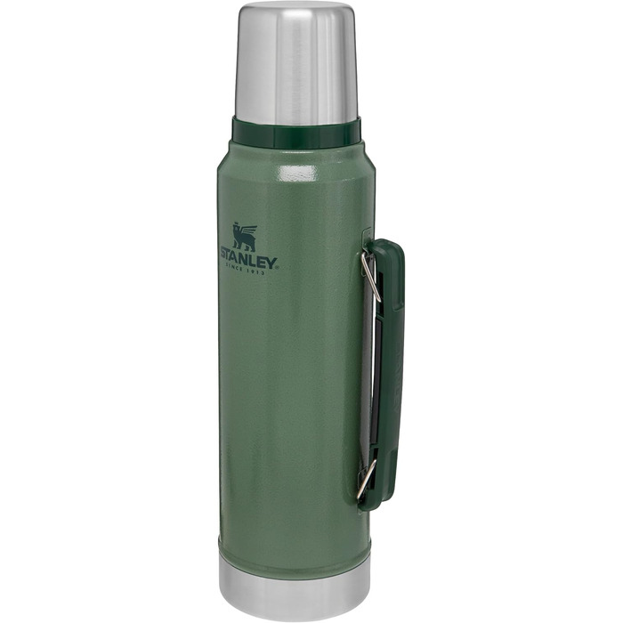 Термос Stanley Classic Legendary 1 л – зберігає тепло/холод до 24 годин, нержавіюча сталь, BPA Free, для напоїв, зелений Hammertone, можна мити в посудомийній машині
