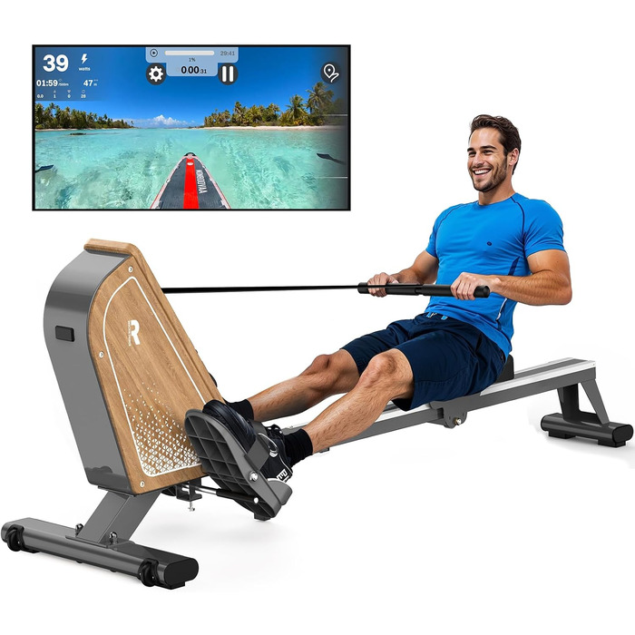 Гребний тренажер для дому OR3 з магнітним опором, Bluetooth монітором, 16 рівнів навантаження, вертикальним зберіганням та 2 роками гарантії