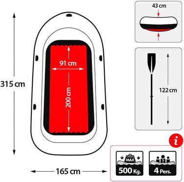 Надувний човен Intex Excursion 4 Set - сірий/блакитний, 315x165x43 см, 3-місний