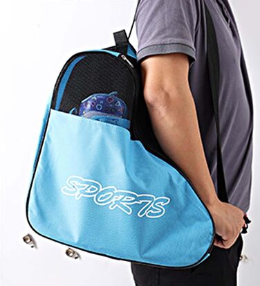 Сумка для ковзанів Baoblaze з регульованим плечовим ременем, дихаюча сумка для зберігання ковзанів, роликів, квадів (блакитна)