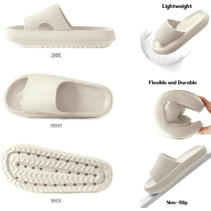 Шльпанці Cozislides Original: м'які, неслизькі, для дому та басейну (44/45 EU, Бежевий)