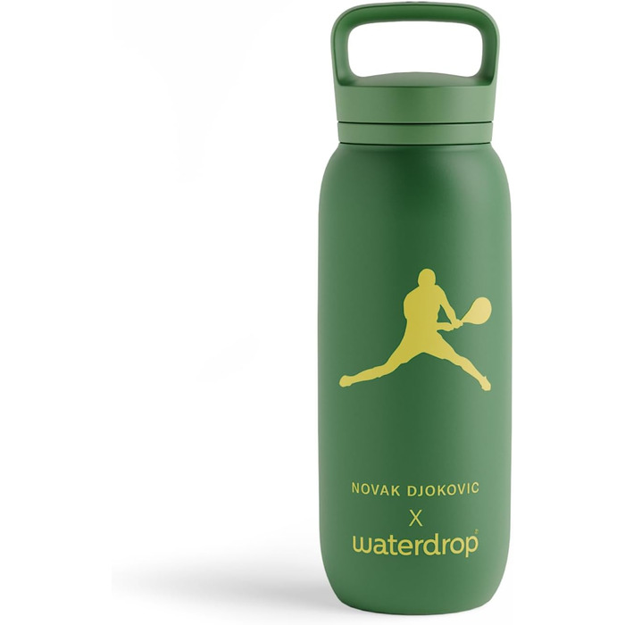 Термос пляшка waterdrop MICRODRINK x Novak Djokovic 600 мл, ізольована сталева пляшка для напоїв, 24 год холоду, 12 год тепла, герметична та ударостійка
