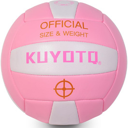 Волейбольний м'яч KUYOTQ рожевий, розмір 5, товста поверхня 3 мм з м'якої шкірозамінника - для гри на пляжі та тренувань, підходить для підлітків та дорослих