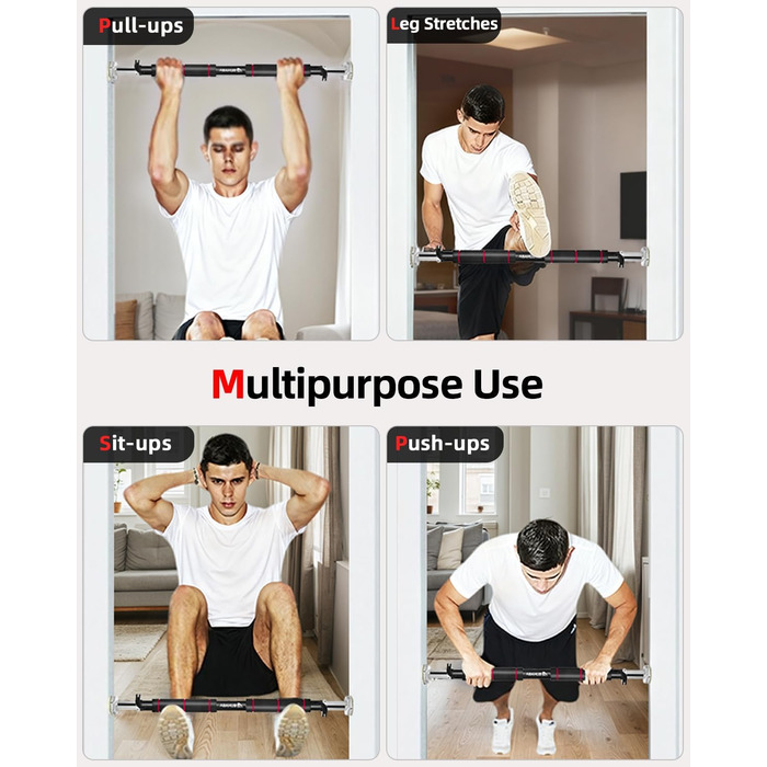 Кімнатна турнік Abahub для дверей з фіксатором, без свердління, чорно-червоний, для домашніх тренувань