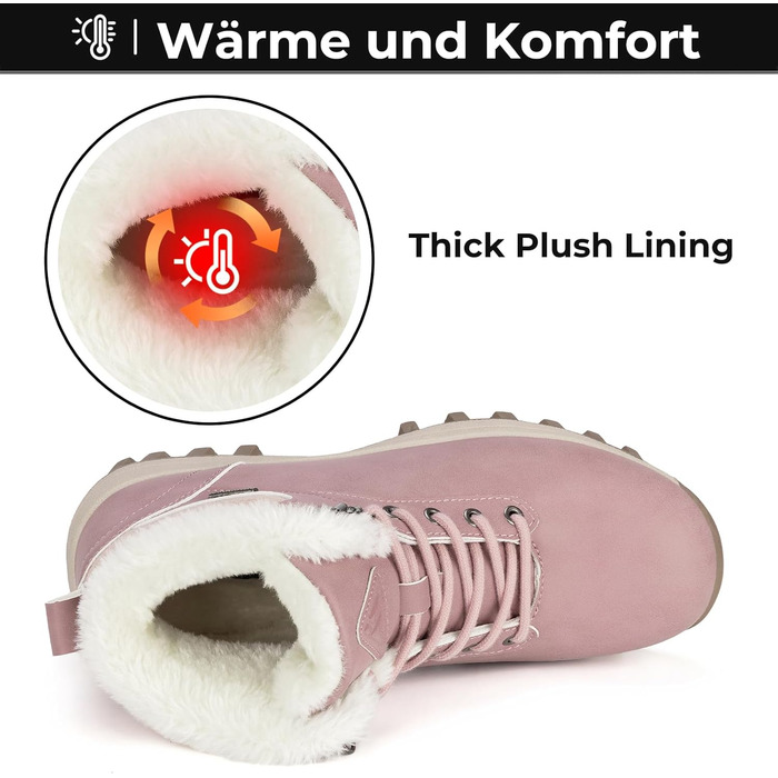 Зимові черевики Mishansha для чоловіків та жінок, теплі, з підкладкою, зимові чоботи, Outdoor, 36-48 EU (40 EU, Рожевий)