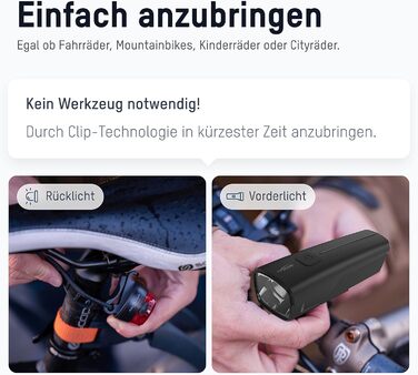 Набір велосипедних світлодіодів ANSMANN - безпечне освітлення, акумуляторний, вологостійкий, 50 Lux
