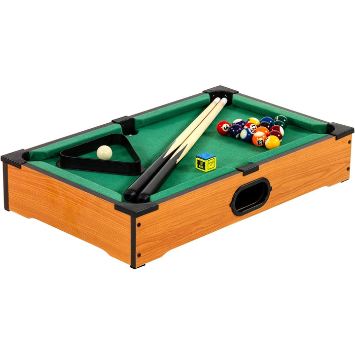 Настільний більярдний стіл GAMES PLANET Mini Pool Nano, 51x31x10 см, чорний, з аксесуарами (2 киї, кулі, трикутник, крейда), 3 декори