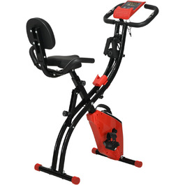 Складаний велотренажер HOMCOM X-Bike 2-в-1 з LCD-дисплеєм, магнітним опором (8 рівнів), тросами для фітнесу, сталевий, 105x48x118 см