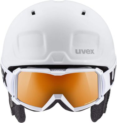 Дитячий лижний шолом uvex heyya pro set з маскою, біло-чорний, 51-55 см, регулювання розміру, контрастна лінза