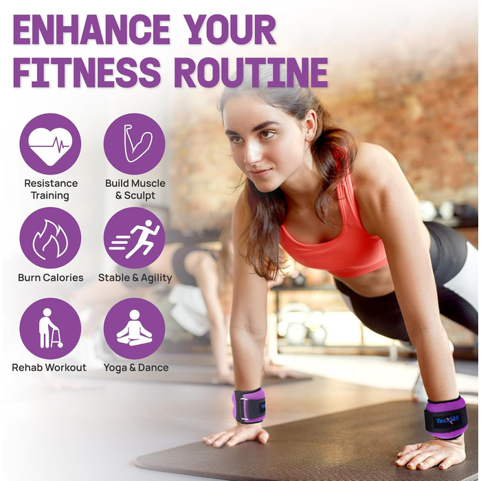 Набір манжет для ваги з неопрену Yes4All (0.9-4.5 кг) - унісекс для ходьби, калістеніки та ваги