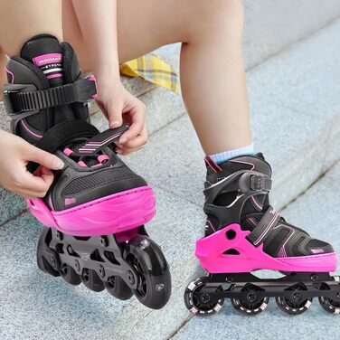 Розсувні ролики Kuxuan для дітей та підлітків, з підсвічуванням, для початківців (червоний, розмір EU 34-37)