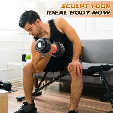 Sportneer Регульовані гантелі 2 шт. - набір, 5-в-1 (2/4/6.5/9/11 кг), обладнання для фітнесу вдома з антиковзним покриттям, набір регульованих гантелей для чоловіків та жінок 11 кг x2