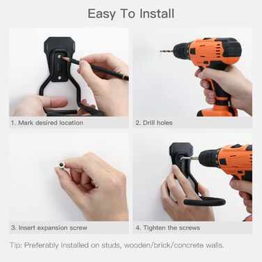 Настінна підставка для велосипеда Housolution, 2 шт. - Економія простору, вертикальне зберігання, з EVA гумою, чорний