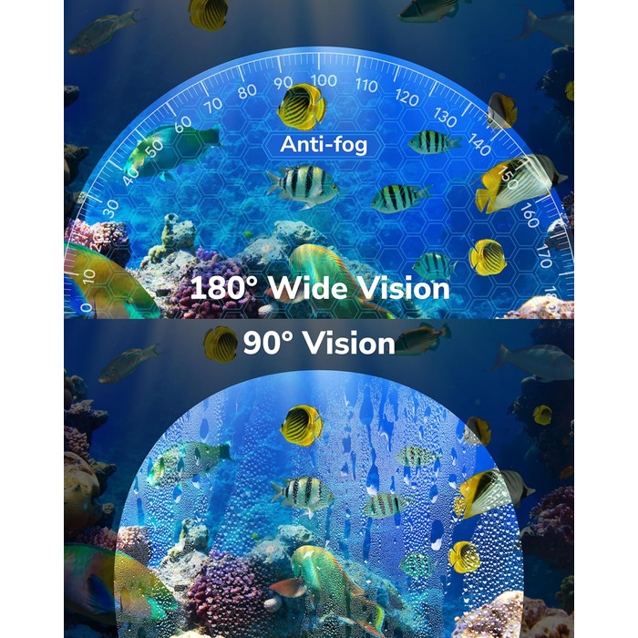 Маска для снорклінгу ACURE SN04, повна маска з кріпленням для камери, антизапітніння, CO2 безпечна, для дорослих та підлітків (чорно-зелена, S/M)