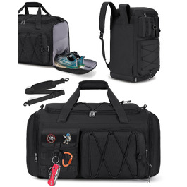 Спортивна сумка RAINSMORE 45L 3-в-1 для фітнесу та подорожей, водонепроникна дорожня сумка з відділенням для взуття та мокрих речей, чорна