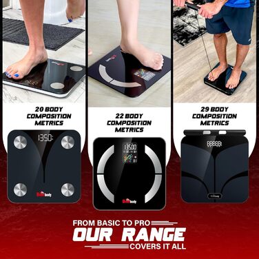 Інтелектуальна вага Bisonbody Smart Digital Body Scale – вимірювання 29 показників здоров'я, для фітнес-ентузіастів, міцна скляна платформа, 8 датчиків, підключення до смартфону
