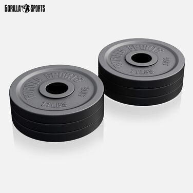 Олімпійські диски для штанги GORILLA SPORTS, чавунні, 1,25–30 кг, 50 мм, комплект або окремо