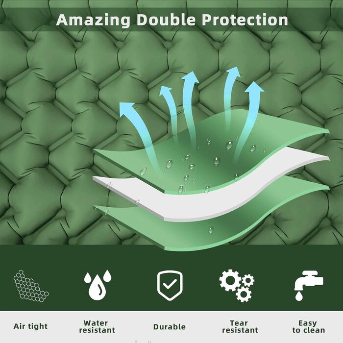 Карет самонадувна ізольована килимок для кемпінгу з подушкою, водонепроникний ультралегкий килимок для сну для відпочинку на природі, походів та подорожей (зелений)