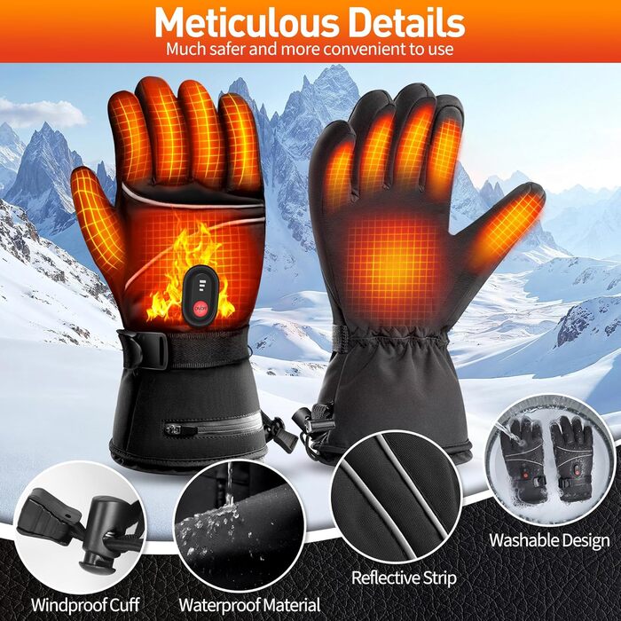 Обогревні рукавички DeeprBetter для жінок та чоловіків, 5000mAh, водонепроникні, з 3 рівнями нагріву, сенсорний екран, для мотоцикла, гірськолижного спорту та велосипеда