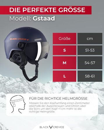 Шолом гірськолижний BLACK CREVICE Gstaad з візором (пілотський стиль) | Полікарбонат, дихаючий, регульований | для чоловіків та жінок