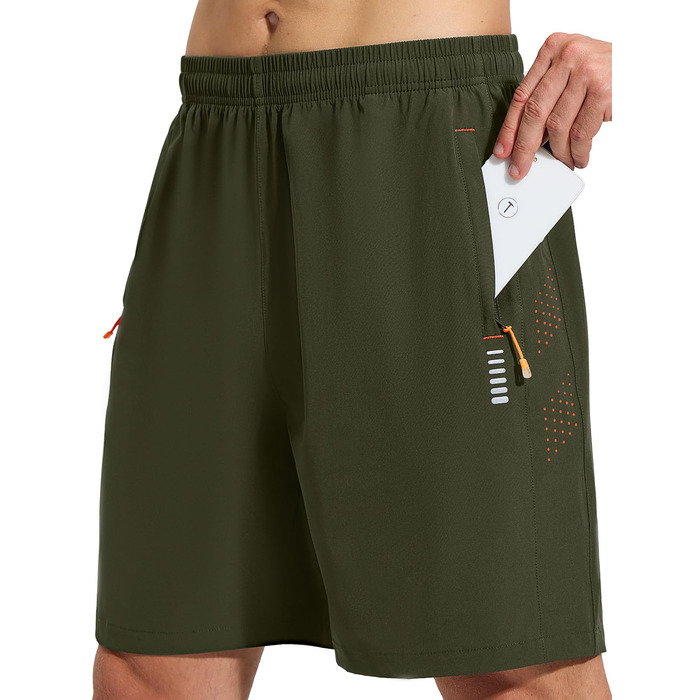 Шорти спортивні чоловічі Cimic для бігу та занять спортом, швидковисихаючі, дихаючі, легкі, з кишенею на блискавці (зелені, XXL)