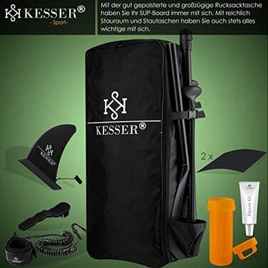 KESSER® Надувна SUP-дошка для веслування стоячи, преміум, 6 дюймів, набір з аксесуарами, до 130 кг, для водного спорту