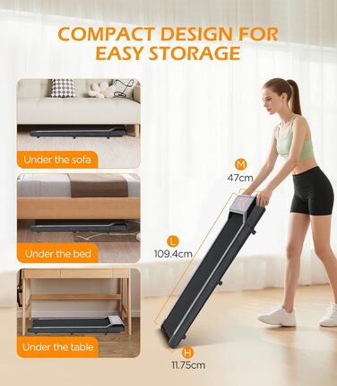 Cozary Walking Pad - біговий килимок для дому з нахилом, робочий стіл, 2-6 км/год, для офісу, з пультом та керуванням через додатки, двигун 2.5HP, LED-дисплей, вантажопідйомність 120 кг